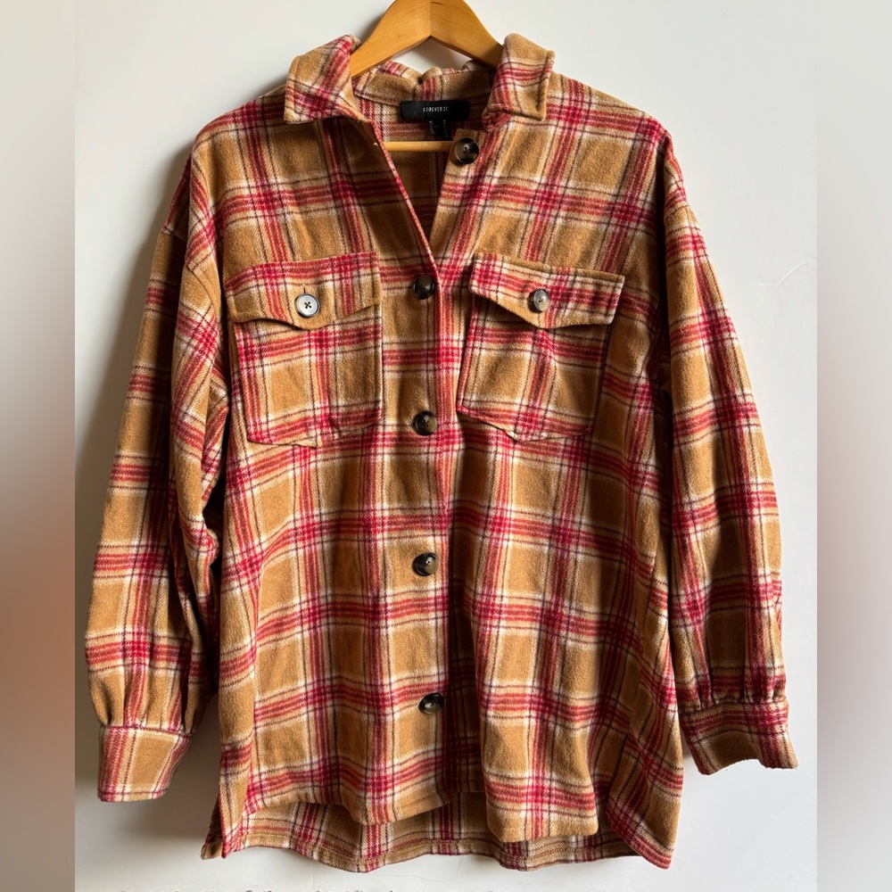 Red and Tan Plaid Jacket